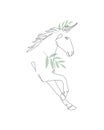 Unicorn silhouette. Continious one line drawing. Magic art. Black line on white background. Vector illustration.