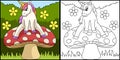 Unicorn Sitting On A Mushroom Coloring Page Royalty Free Stock Photo