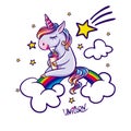 Unicorn sitting on rainbow Royalty Free Stock Photo