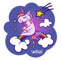 Unicorn sitting on rainbow Royalty Free Stock Photo