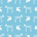 Unicorn Skeleton pattern seamless. Magic horse with horn skull background. Vector texture Royalty Free Stock Photo