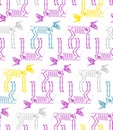 Unicorn Skeleton pattern seamless. Magic horse with horn skull background. Vector texture Royalty Free Stock Photo
