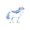 Unicorn. Sketch.  Watercolor  hand drawn  illustration. Royalty Free Stock Photo