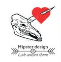 Unicorn skull with heart