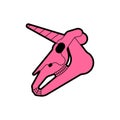 Unicorn skull isolated. Magic horse with horn cranium. Vector illustration