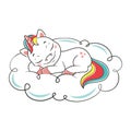 Unicorn sleeping on cloud