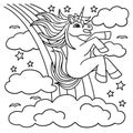 Unicorn Sliding Over The Rainbow Coloring Page Royalty Free Stock Photo