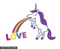 Unicorn Vomiting Rainbow and Word Love