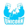 Unicorn is strong and angry. Powerful and Aggressive magic monster. Symbol sports team