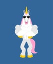 Unicorn Strong Cool serious. powerful Magic horse strict. Vector illustration