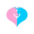 Unicorn symbol LGBT community. Sign of love and two magic animal