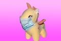 Unicorn toy with face mask