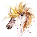 Unicorn. Unicorn watercolor illustration. Magical Unicorn.