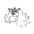 Unicorn vector drawing on white. Magic cartoon funny animal. Design for cards, posters, stickers