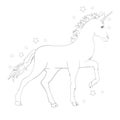 Unicorn vector icon isolated on white. Head portrait horse sticker, patch badge. Cute magic cartoon fantasy cute animal Royalty Free Stock Photo