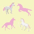 Unicorn vector icon isolated on white. Head portrait horse sticker, patch badge. Cute magic cartoon fantasy cute animal