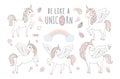 Unicorn vector sweet cute illustration. Magic fantasy design. Cartoon rainbow animal isolated horse. Fairytale unicorn Royalty Free Stock Photo