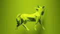 Unicorn Vibrant Green Fantasy Magical Creature Horse Paper Triangles Low Poly Statue Animal