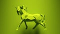 Unicorn Vibrant Green Fantasy Magical Creature Horse Paper Triangles Low Poly Statue Animal