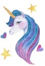 Unicorn with multicolored mane