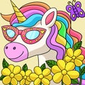 Unicorn Wearing Sunglasses Colored Illustration Royalty Free Stock Photo