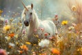 Unicorn among wildflowers