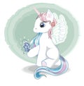 Unicorn with wings and butterfly