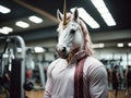 Unicorn Workout Session. AI generated Royalty Free Stock Photo
