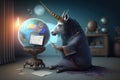 A unicornas a sorcerer, predicting financial crisis, created with Generative AI technology