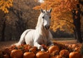quadriptych: unicorn in autumn (AI-generated) - a series Royalty Free Stock Photo