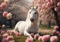 quadriptych: unicorn in spring (AI-generated) - a series Royalty Free Stock Photo