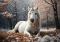 quadriptych: unicorn in winter (AI-generated) - a series Royalty Free Stock Photo