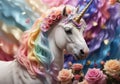 Pastel Dreams: Decorated Majestic Unicorn in Soft Rainbow Surroundings