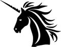 Unicorns - black and white vector illustration Royalty Free Stock Photo