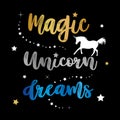 Unicorns Horse Cute Dream Fantasy Cartoon Character Vector Illustration