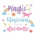 Unicorns Horse Cute Dream Fantasy Cartoon Character Vector Illustration