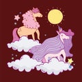 unicorns playing on clouds
