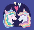 Unicorns rainbow hair animal fantasy love hearts dream cartoon