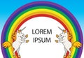 Unicorns with Rainbow Sign Royalty Free Stock Photo