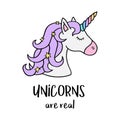 Unicorns are real, unicorn`s head with rainbow horn Royalty Free Stock Photo