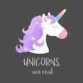 Unicorns are real quote vector illustration icon