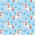 Unicorns and roses seamless pattern