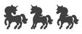 Unicorns set of three silhouettes Royalty Free Stock Photo