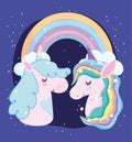 Unicorns stars and rainbow dream magic decoration cartoon