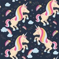 Unicorns with stars  and rainbow. Royalty Free Stock Photo