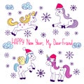 Unicorns vector collection. Pretty pony for little girls with different fairy tale s elements. Cute