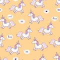 Unicorns . Vector illustration. Seamless pattern. Rainbow unicorns on colorful background. Cute wallpaper. Royalty Free Stock Photo