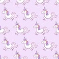 Unicorns . Vector illustration. Seamless pattern. Rainbow unicorns on colorful background. Cute wallpaper. Royalty Free Stock Photo