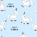 Unicorns. Vector illustration. Seamless wallpaper Royalty Free Stock Photo