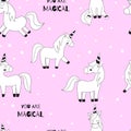 Unicorns. Vector illustration. Seamless wallpaper Royalty Free Stock Photo